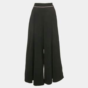 Stella McCartney Black Wool Pleated Wide Leg Pants S