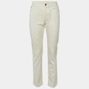 Stella McCartney Ivory Star Embroidered Cotton Slim Fit Jeans M/Waist 32"