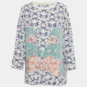Stella McCartney White Printed & Embroidered Silk Jumper M 