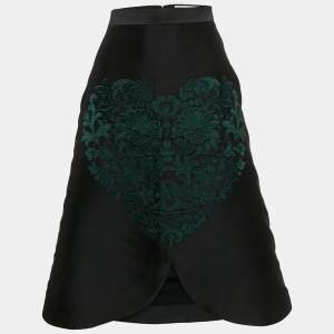 Stella McCartney Black Embroidered Silk Blend Midi Skirt S