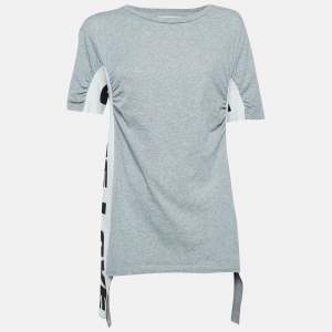 Stella McCartney Grey 'All Is Love' Cotton Ruched T-Shirt M 