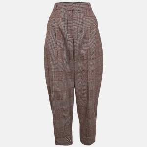 Stella McCartney Pink Houndstooth Wool Cropped Pants M