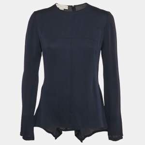 Stella McCartney Navy Blue Crepe Asymmetric Top S