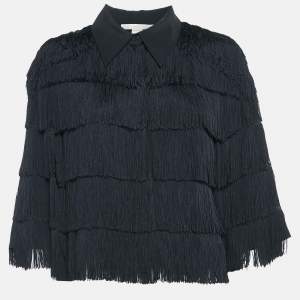 Stella McCartney Black Tasseled Chiffon Shirt L