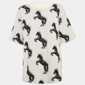 Stella McCartney Grey Pixel Horse Intarsia Knit Sweatshirt M