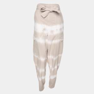 Stella McCartney Beige/White Cotton Bamboo Safari Tie Dye Pant S