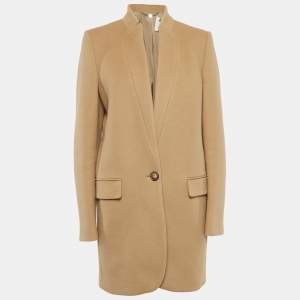 Stella McCartney Brown Wool Blend Button Front Mid-Length Coat M