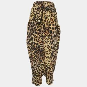 Stella McCartney Brown Leopard Print Silk Tie-Up Trousers M