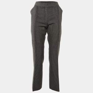 Stella McCartney Black Patterned Wool and Cotton Straight Leg Trousers M