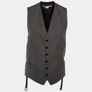 Stella McCartney Charcoal Grey Patterned Wool Sleeveless Vest S