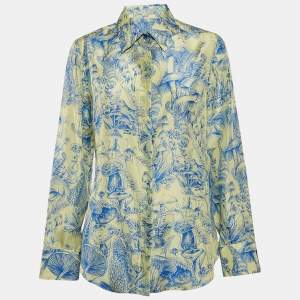 Stella McCartney Green/Blue Printed Silk Shirt M
