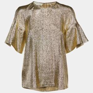 Stella McCartney Gold Lame Flared Sleeve Top M