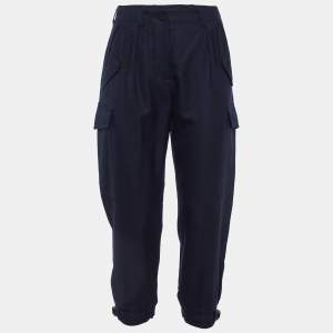 Stella McCartney Navy Blue Wool Be;ted Cuff Detail Trousers M