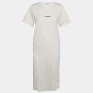 Stella McCartney White Logo Print Cotton Knit T-Shirt Dress S