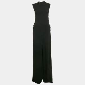 Stella McCartney Black Crepe Tie Detail Sleeveless Jumpsuit S