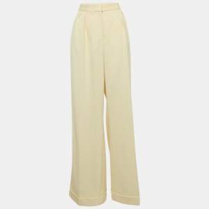 Stella McCartney Cream Wool Wide-Leg Trousers M