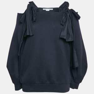 Stella McCartney Navy Blue Jersey Tie-Up Sleeve Blouse S