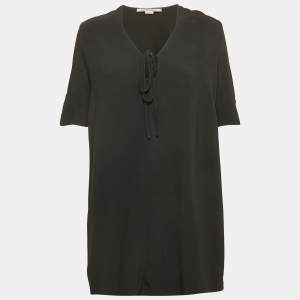 Stella McCartney Black Crepe Tie-Up Detail Mini Dress S