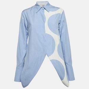 Stella McCartney Blue Stripe Cotton Asymmetric Shirt XS