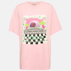 Stella McCartney Pink Printed Cotton Day Tripper Oversized T-Shirt M