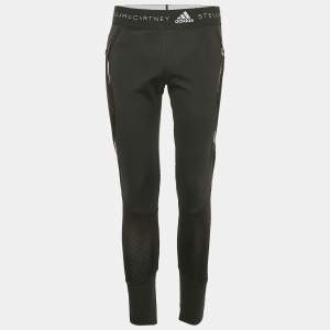 Stella McCartney  X Adidas Black Mesh Trim Jersey Leggings L