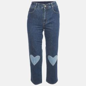 Stella McCartney Blue Denim Heart Applique Detail Straight Leg S Waist 27"