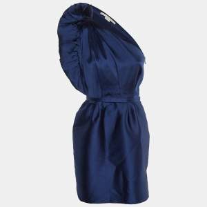 Stella McCartney Blue Cotton & Silk One Shoulder Dress M