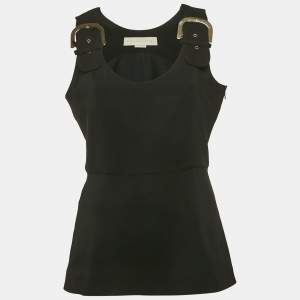 Pre Owned Stella McCartney Black Crepe Buckle Detail  Sleeveless Top M