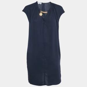 Pre Owned Stella McCartney Navy Blue Georgette Chain Detail Mini Dress S