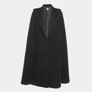 Stella McCartney Black Wool Long Cape Coat S