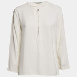 Pre Owned Stella McCartney Off-White Crepe Long Sleeve Top M