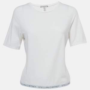 Pre Owned Stella McCartney White Logo Band Jersey T-Shirt L