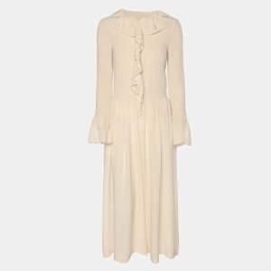 Pre Owned Stella McCartney Beige Crepe Long Sleeve Jumpsuit S