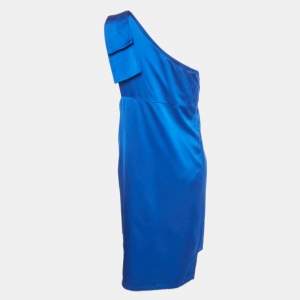 Pre Owned Stella McCartney Blue Satin One Shoulder Mini Dress M