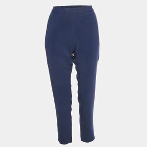 Pre Owned Stella McCartney Blue Crepe Elasticated Crepe Trousers M