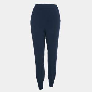 Pre Owned Stella McCartney Navy Blue Crepe Joggers M
