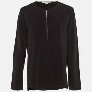 Pre Owned Stella McCartney Black Crepe Zip Front Blouse M 