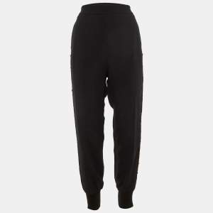 Pre Owned Stella McCartney Crepe Lace Trim Detail Cuffed Trousers M