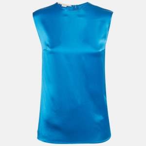 Pre Owned Stella McCartney Blue Sateen Sleeveless Top S