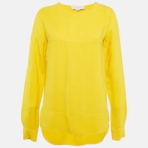مملوكة مسبقًا Stella McCartney Yellow Crepe Long Sleeve Blouse S