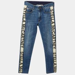 مملوكة مسبقًا Stella McCartney Blue Denim Logo Tape Detail Skinny Jeans S Waist 24"
