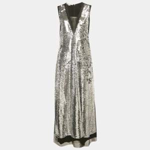 مملوكة مسبقًا Stella McCartney Black Silk Crepe Sequin Maxi Dress M