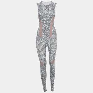 مملوكة مسبقًا حمالة ولباس رياضي من جيرسي مطبوع باللون الرمادي ستلا مكارتني × أديداس مقاس صغير جدًا (اكتيف وير)