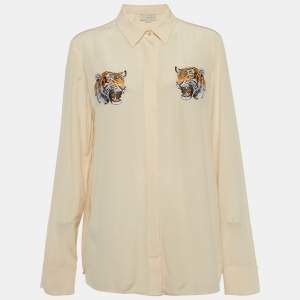 مملوكة مسبقًا Stella McCartney Cream Embroidered Silk Shirt M