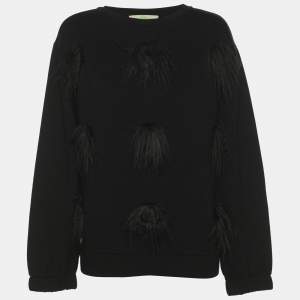 Pre Owned Stella McCartney Black Jersey Embroidered Sweater S
