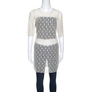 Stella McCartney Beige Jasper Rosebud Sheer Lace Top M