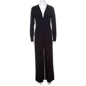 Stella McCartney Black Gathered Shoulder Detail Long Sleeve Jumpsuit S