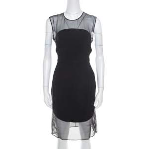 مملوكة مسبقًا Stella McCartney Black Sheer Silk Paneled Sleeveless Sheath Dress M