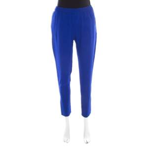Pre Owned Stella McCartney Cobalt Blue Crepe Elasticized Waist Tamara Pants M