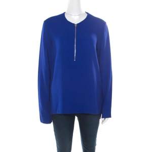 Stella McCartney Blue Crepe Zip Detail Arlesa Blouse S